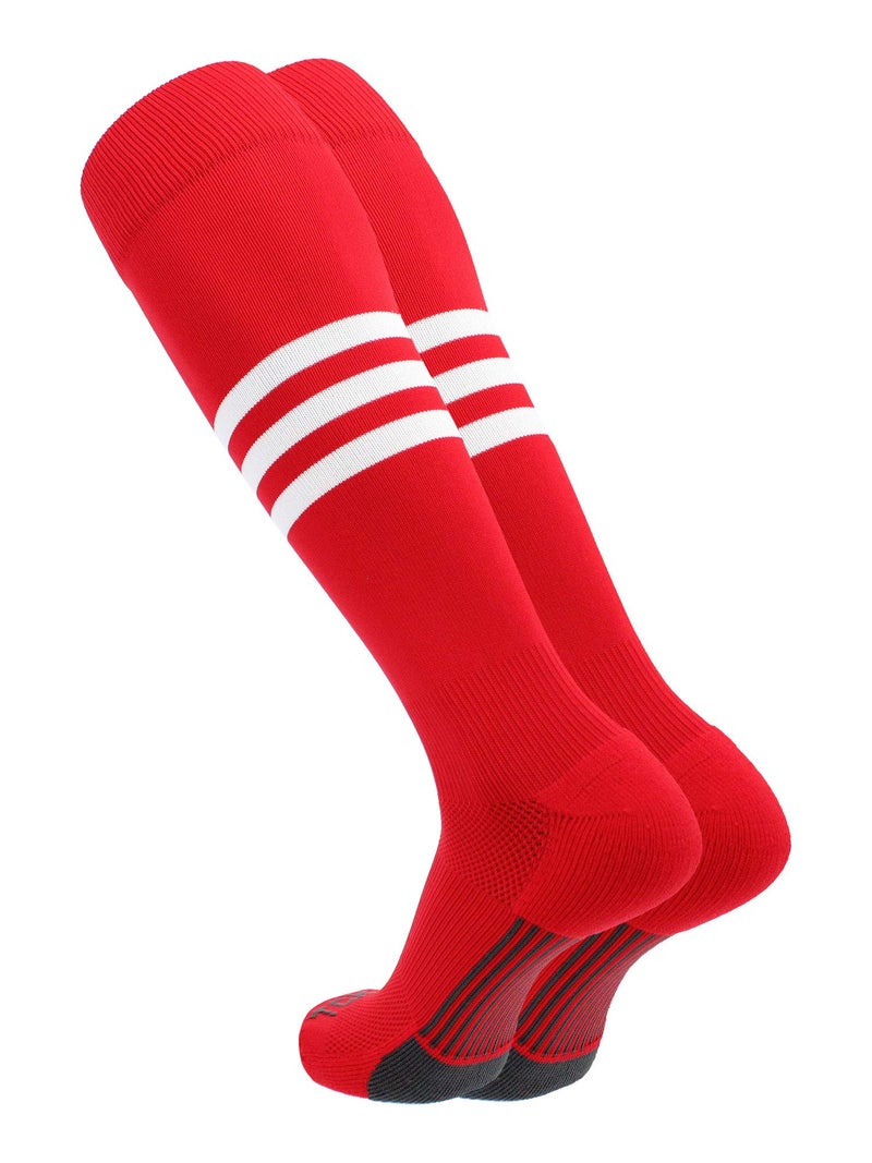 TCK Performance Baseball/Softball Socks (Scarlet/White, Medium) - Image 1